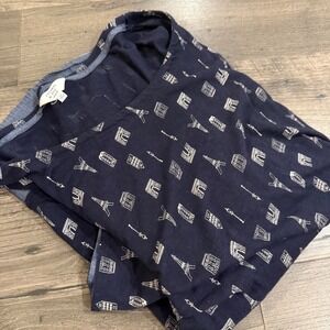 Crown & Ivy Woman Navy Paris Print Pima Cotton Modal Top Mixed Media 2X